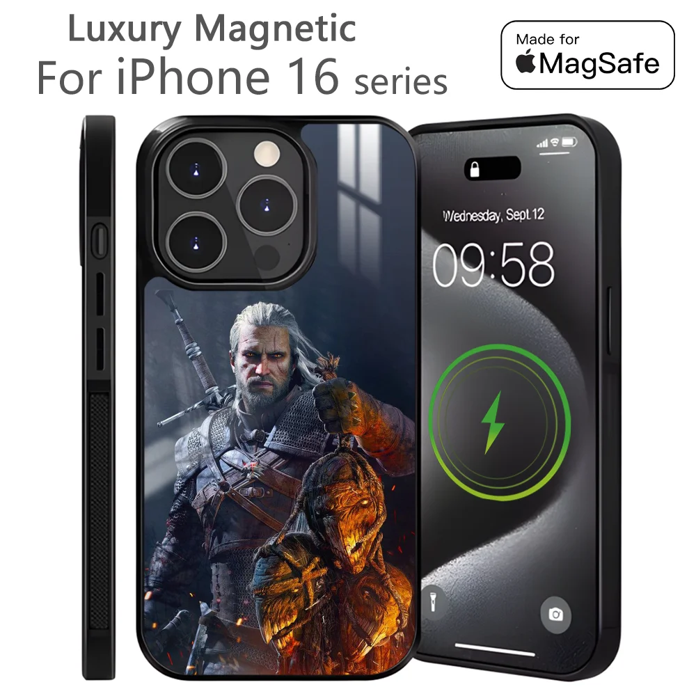 Крутой чехол для телефона Game W-WitChEr 3 iPhone 16 15 14 13 12 11 Pro Max Plus Mini магнитный