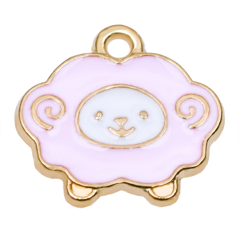 

10PCS Cute Cartoon Sheep Charms Alloy Enamel Pendant Accessories Jewelry Making Earring Necklace DIY Craft For Gift Friend