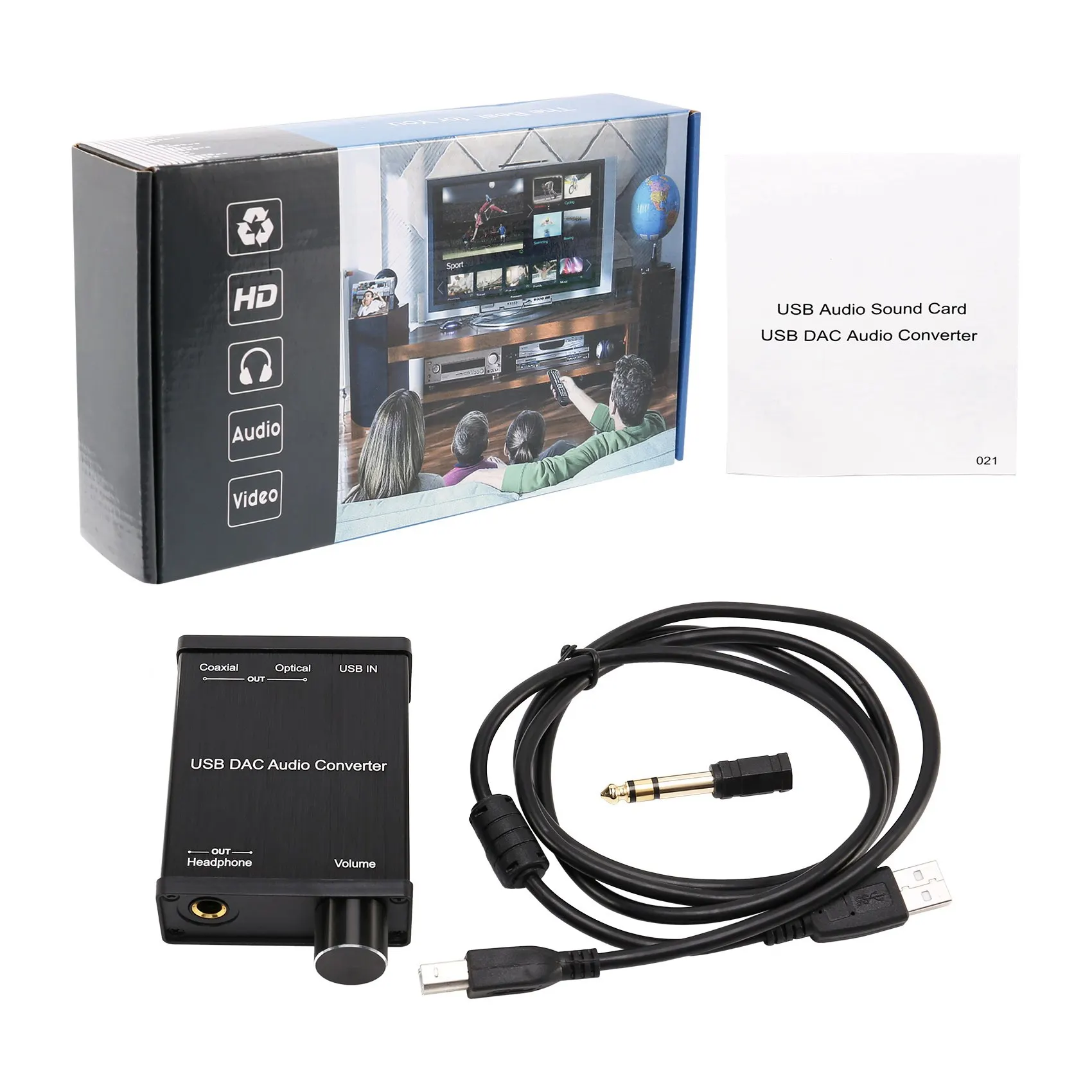 USB в коаксиальный S/PDIF оптический преобразователь для наушников 3 5 мм/6 мм ЦАП