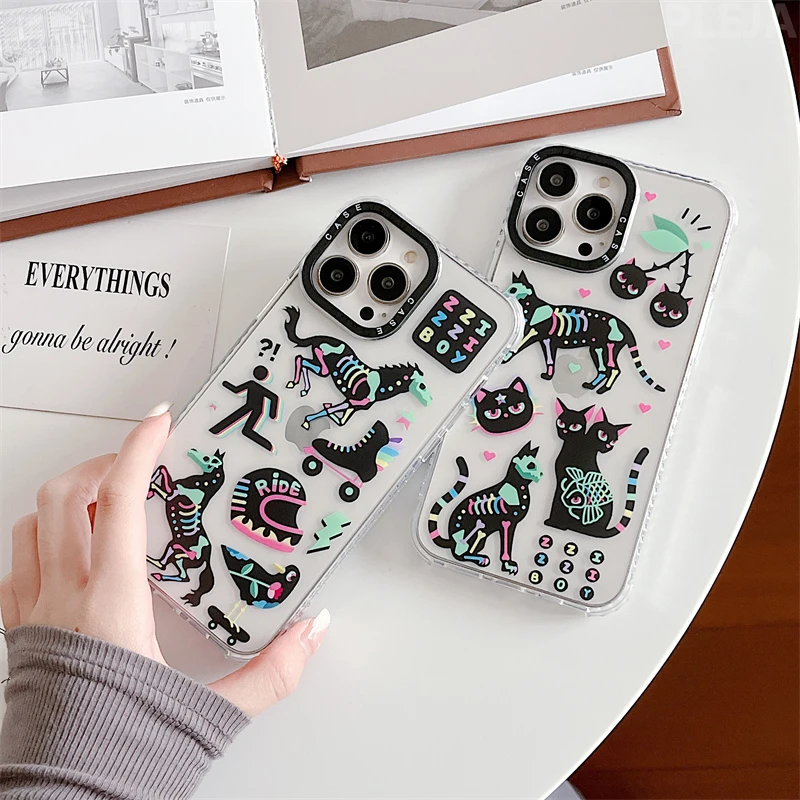 Модный милый чехол для телефона с изображением рентгеновского кота и лошади iPhone