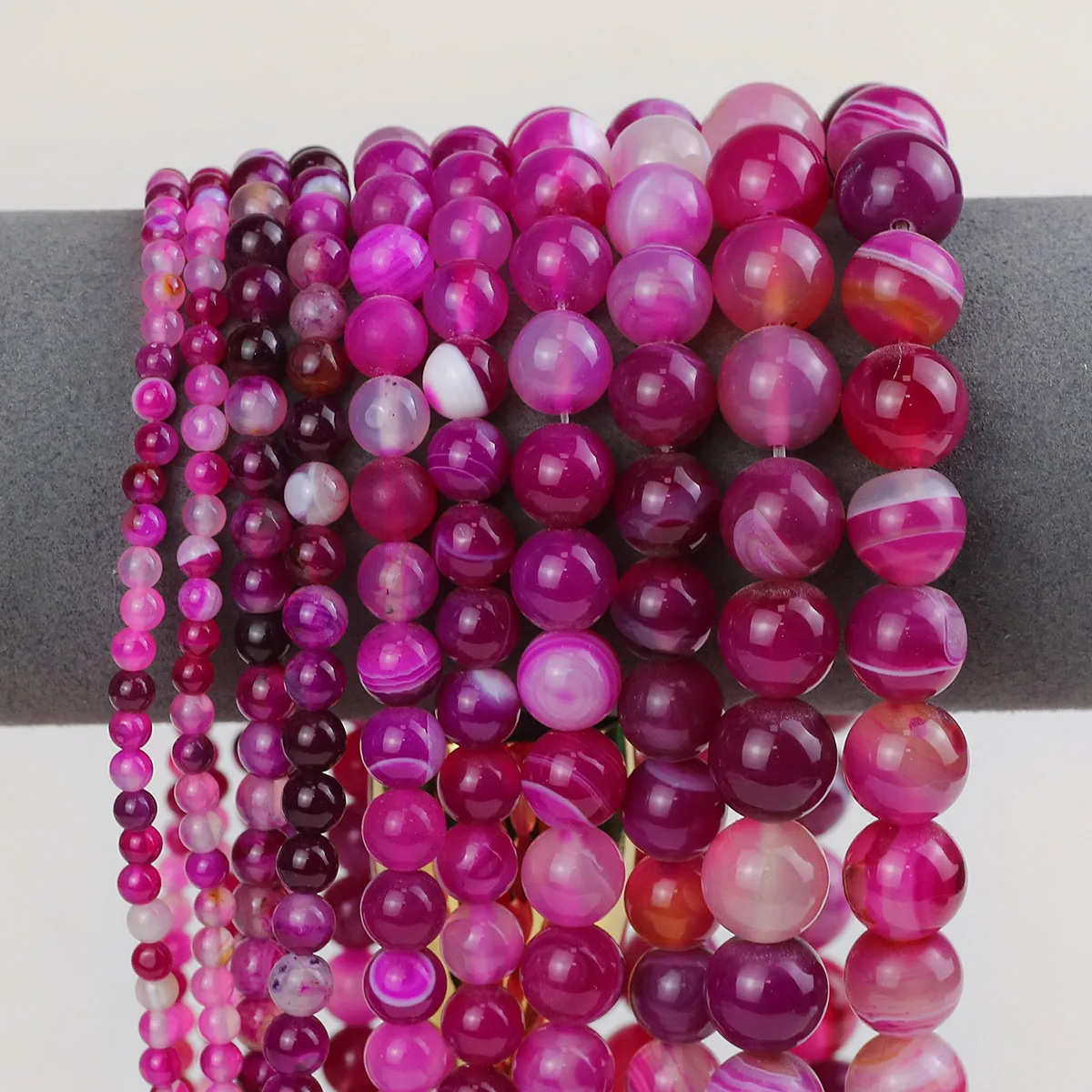 Бусины Из Натурального Камня 4/6/8/10/12 Мм Розовые Красные Круглой Формы Для