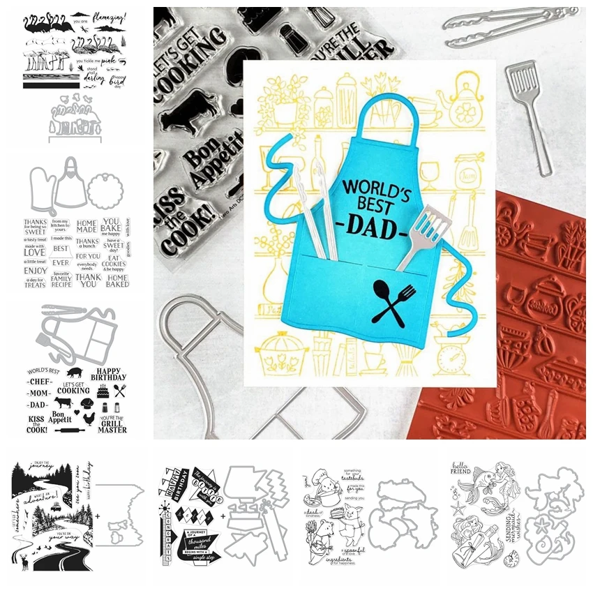 Фартук перчатки баннер рамка для заметок металлические штампы и прозрачные