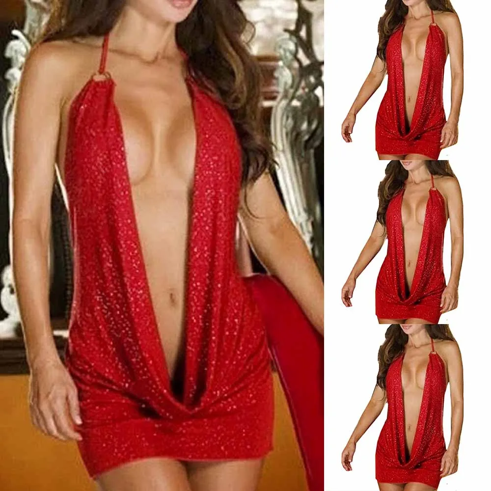 Эротическое белье облегающее платье на бедрах прозрачный костюм с лямкой шее