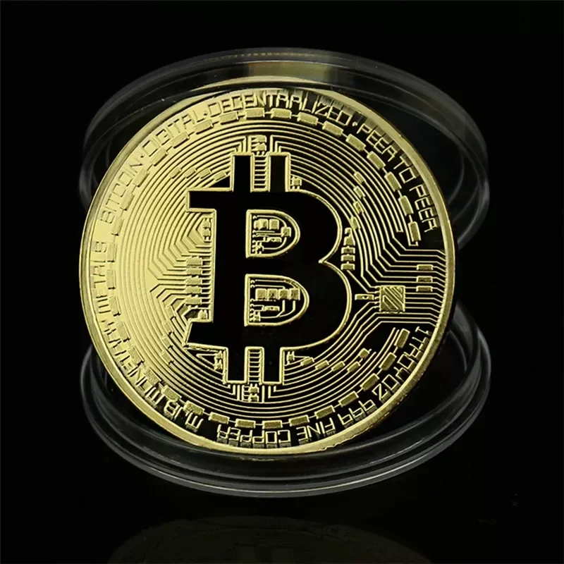 

BITCoin Art Collectibles Gold Plated Physical Bitcoins Bitcoin BTC with Case Gift Physical Metal Antique Imitation Silver Coins
