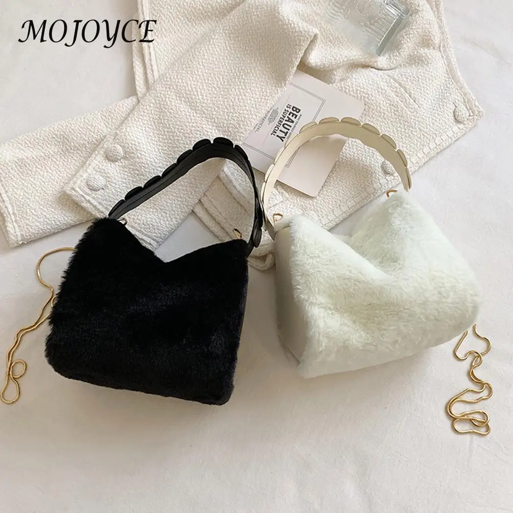 

PU Plush Messenger Bag Autumn Winter Mobile Phone Top-Handle Bag for Women Leisure Shopping Travel Top-Handle Bags