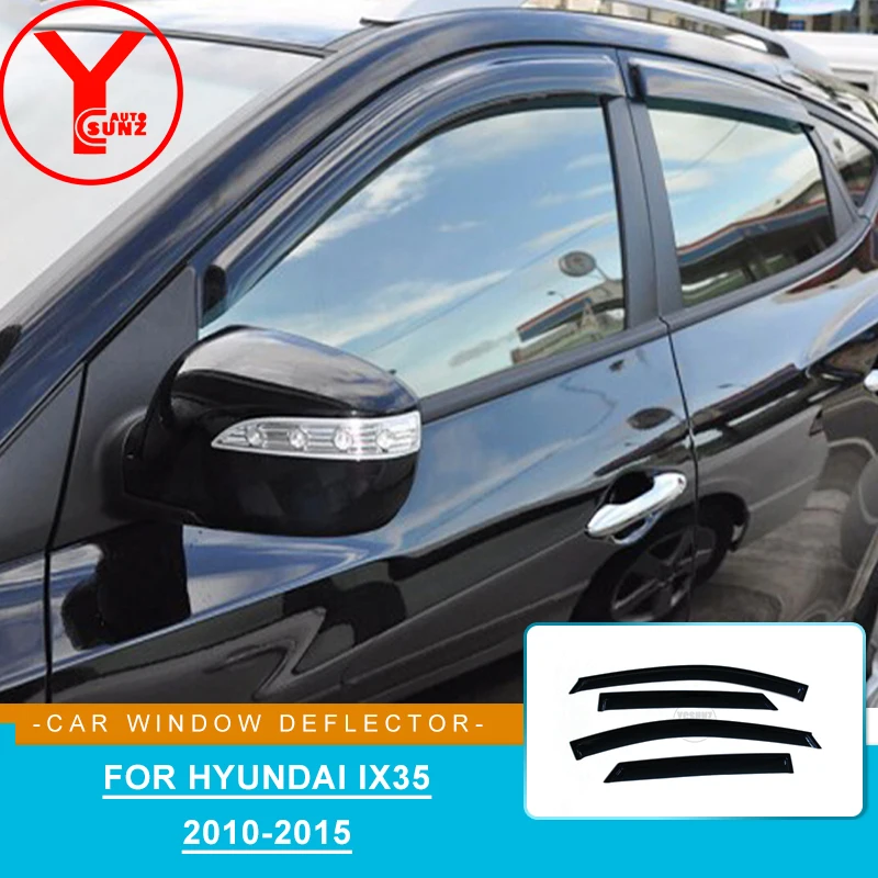 Side Window Deflectors Sun Rain Wind Deflector Accessories Black Weathershields For Hyundai IX35 2010 2011 2012 2013 2014 2015