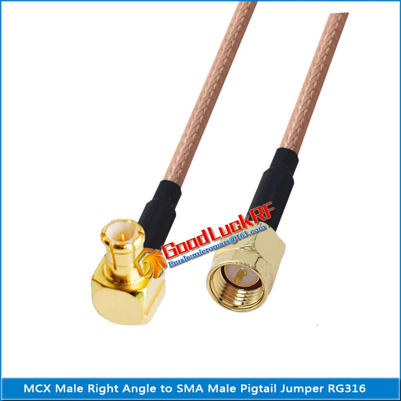 

High-quality MCX Male Right Angle 90 Degree to SMA Male Plug Coaxial Pigtail Jumper RG316 extend Cable 50 ohm Low Loss
