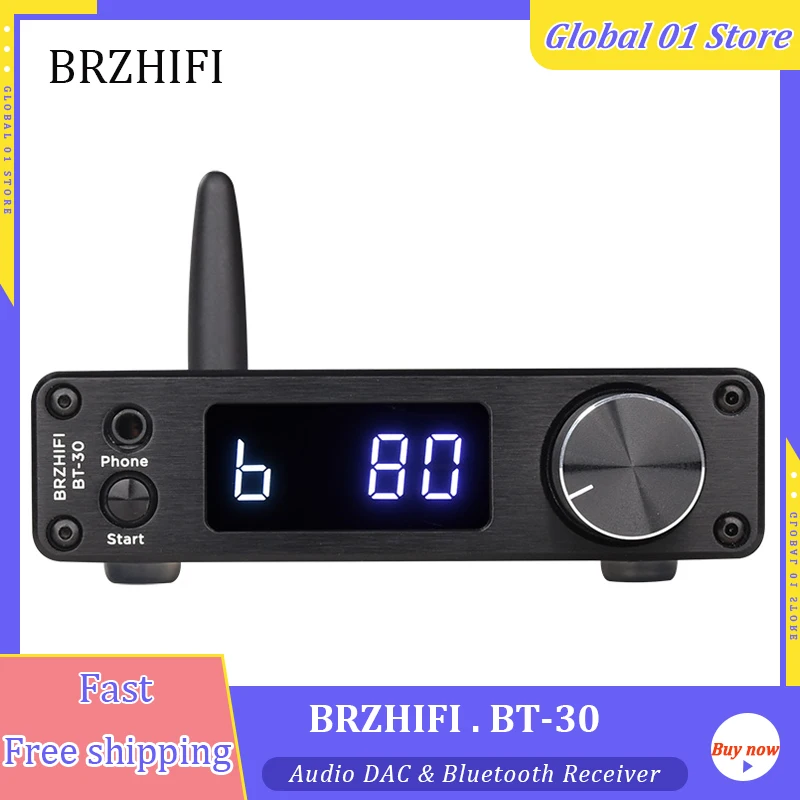BRZHIFI BT-30 USB C DAC Bluetooth Receiver ES9038Q2M HiFi Audio Decoder Support LDAC 24Bit 96KHz And Coaxial Optical Input
