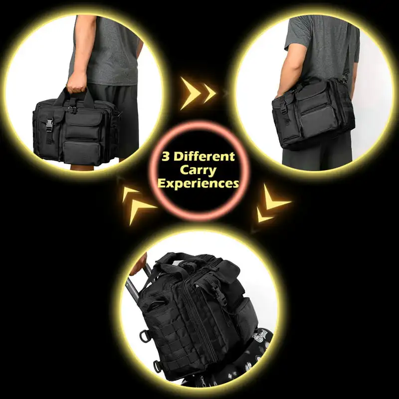 Exquisite Khaki 15.6 inch Tactical Laptop Bag for Men, Business Outdoor Oxford Handbag A4 Document Shoulder Messenger, Briefcase