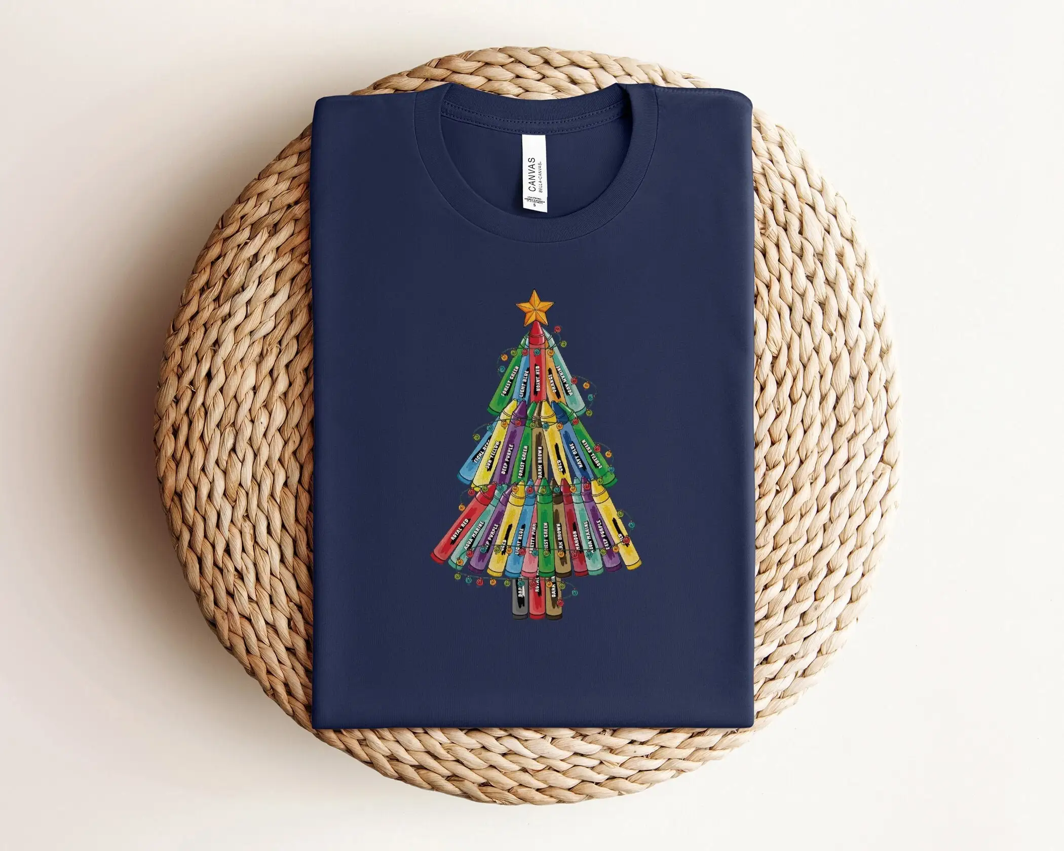 Футболка с карандашом Рождественская елка для учителей в стиле ретро мелки