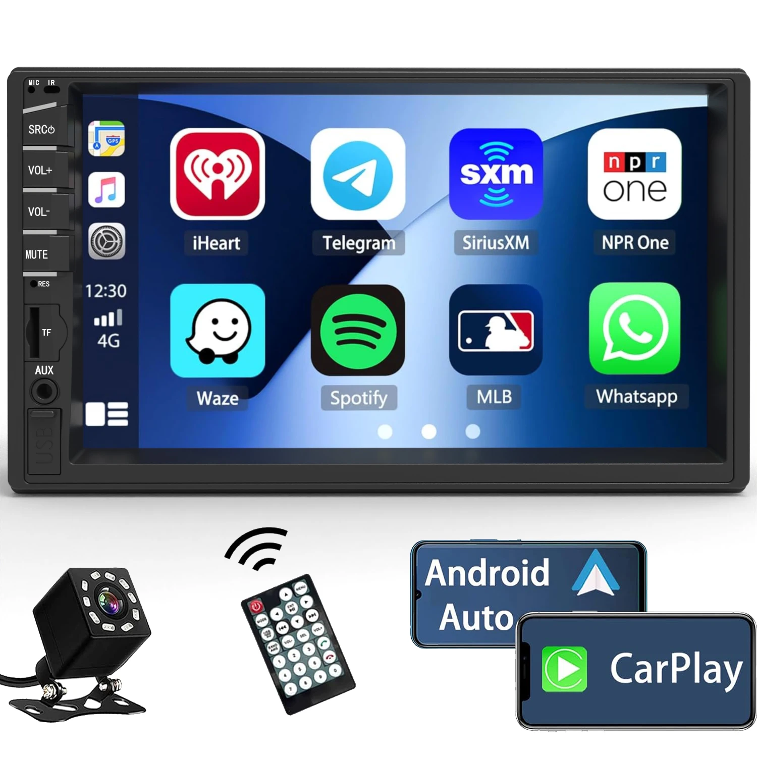 Автомобильное радио Leadfan 2 Din совместимое с Android Auto и Apple Carplay 7-дюймовый сенсорный