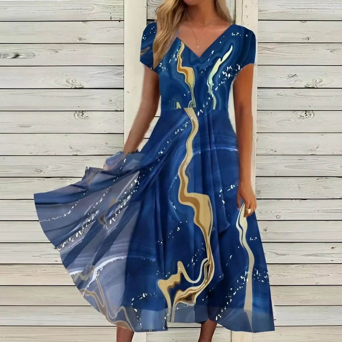 

Dress for Women S-5XL 2022 Summer Dress Ladies Elegant V-neck Dress Maxi Dresses for Women