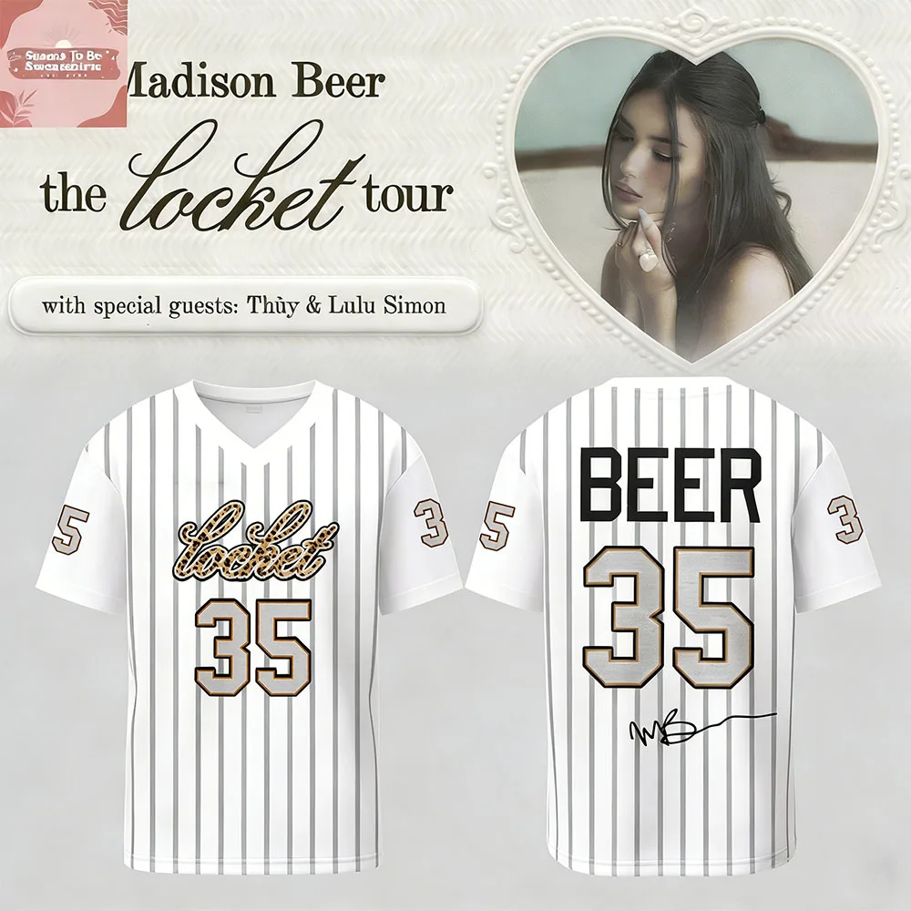 Фото Футболка Madison Beer The Locket Tour, свободная мужская футболка с v-образным вырезом и короткими рукавами, летние мягкие повседневные футболки с 3D-принтом, унисекс, уличная одежда №3