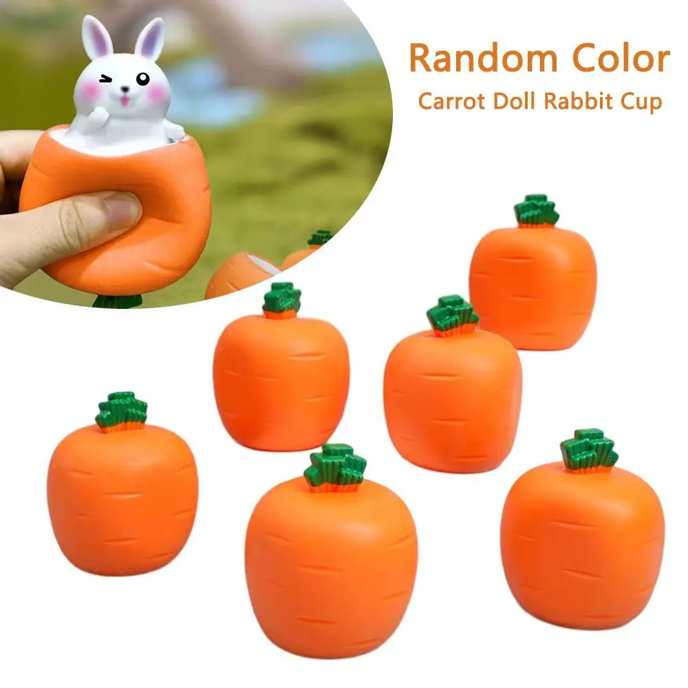 

2pcs New For Kids Adult Creative Bunny Antistress Squeeze Toy Stress Sensory Toys Carrot Doll Rabbit Cup