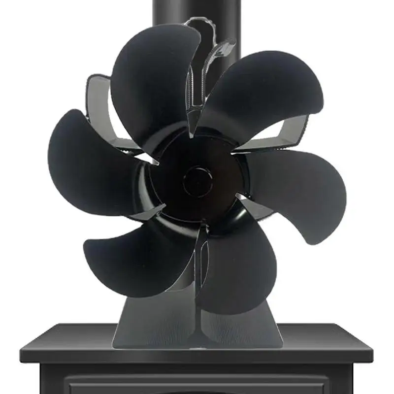 

Wood Stove Fan Aluminum Heat Powered 6-blades Fireplace Fan Efficient Heat Distribution Stove Fan for Wood Log Burner Fireplace