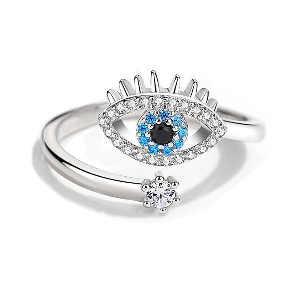 Женские кольца TONGZHE Lucky Evil Eye кольцо из стерлингового серебра 925 пробы с цирконием