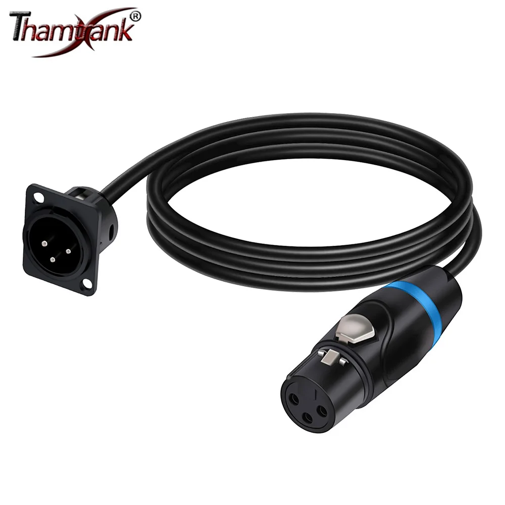 D-образный 3-контактный XLR штекер/гнездо с фиксированным панельным креплением