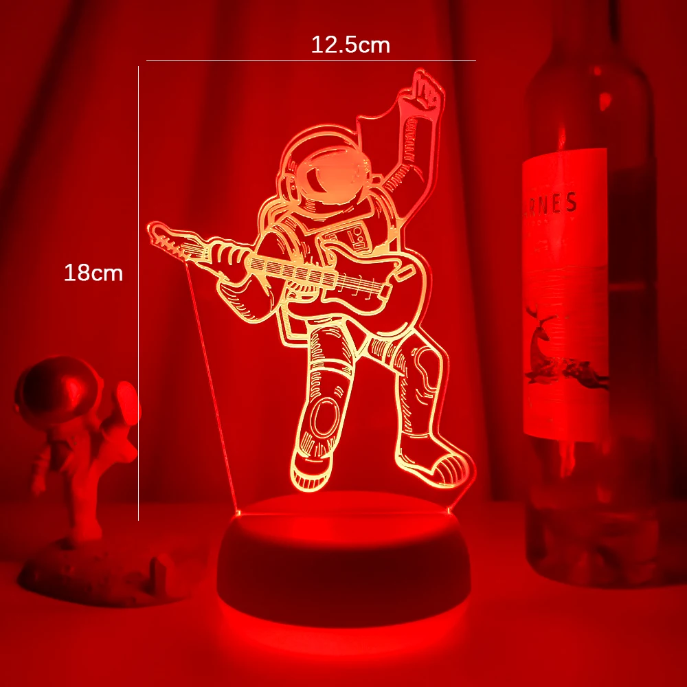 Ночники с 3D астронавтом играющим на гитаре светодиодные ночники иллюзией