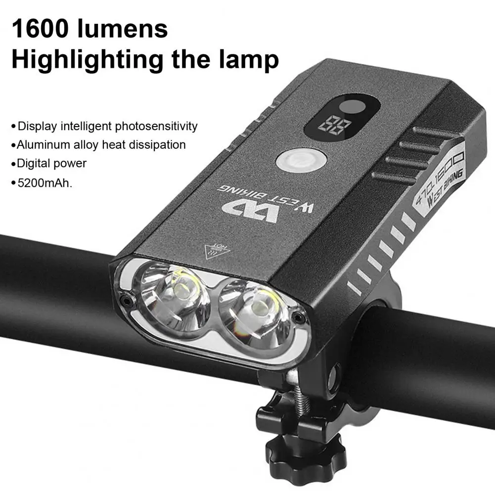 

Фсветильник велосипедный WEST BIKING с умным датчиком освещения, 1600 лм