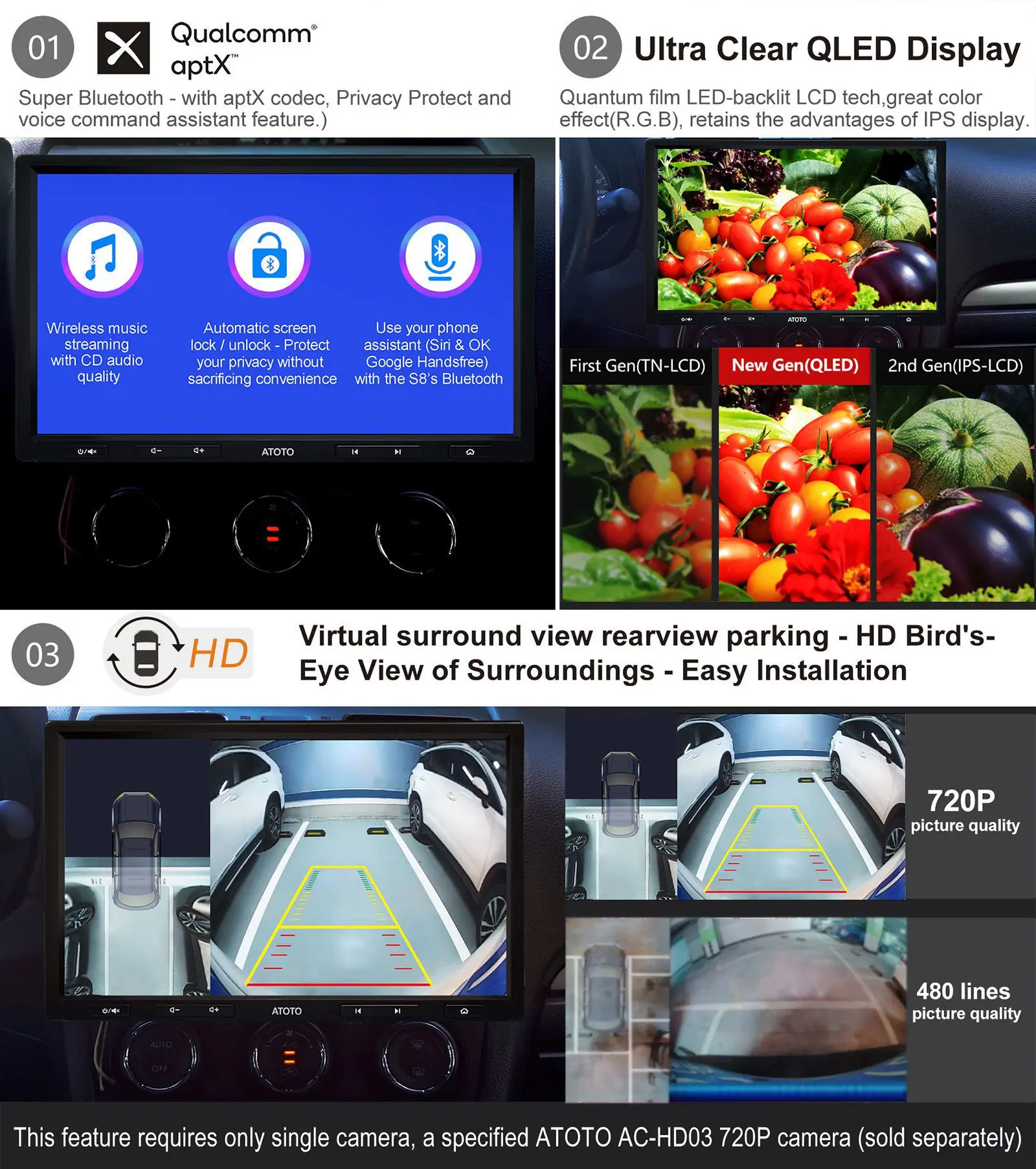 ATOTO S8 Премиум 10 дюймов плавающий QLED дисплей 2 Din Android автомобильный GPS-навигатор