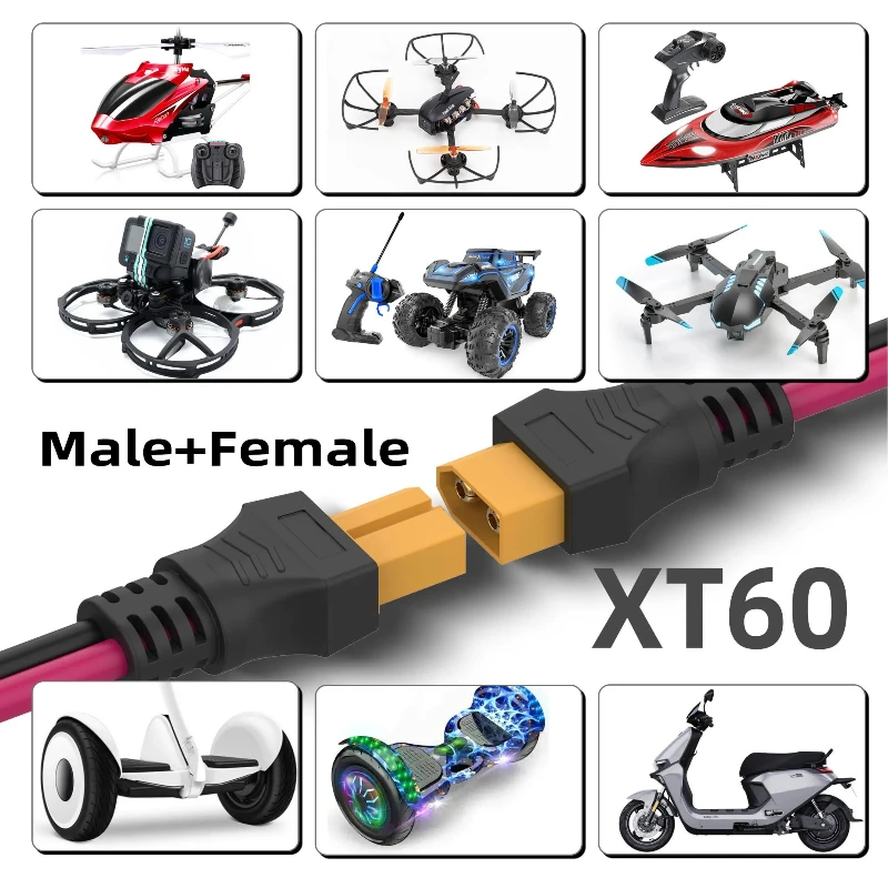 Фото Удлинительный кабель XT60 Кабель 12AWG XT60 — XT60, с разъемами «папа-мама», подходит для батареи дистанционного управления солнечной панелью №3