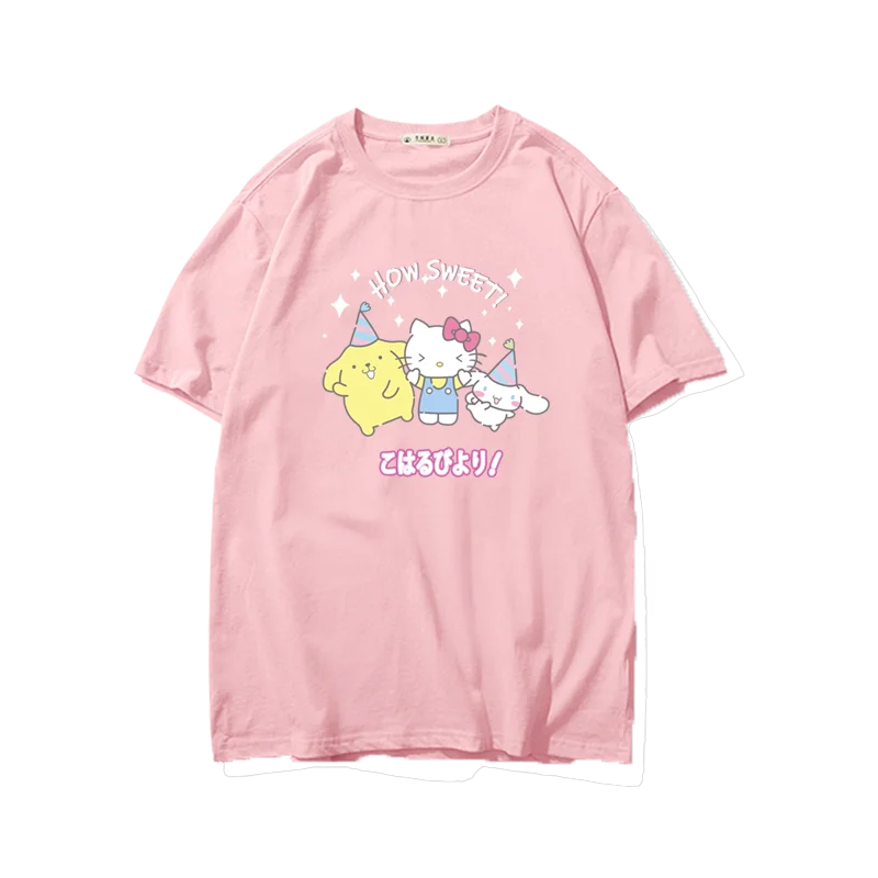 

Sanrio Cute T-shirt Japanese Cartoon Female Summer 2022 New Loose All-match Short-sleeved Top Punk Clothes Y2k Top