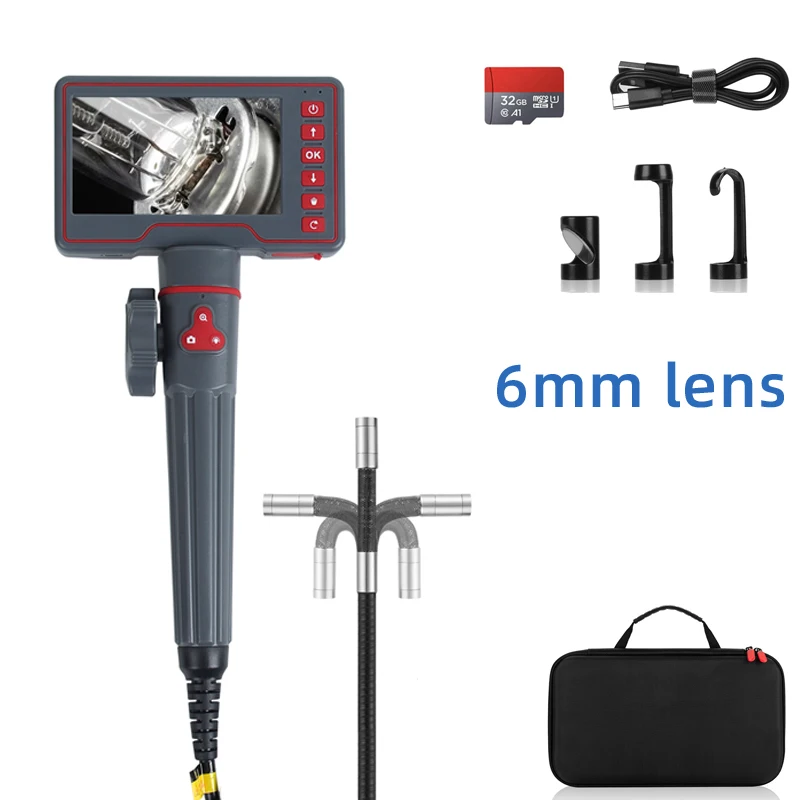 

Промышленный бороскоп с поворотным механизмом и поворотом на 180 градусов, экран 4,3 дюйма