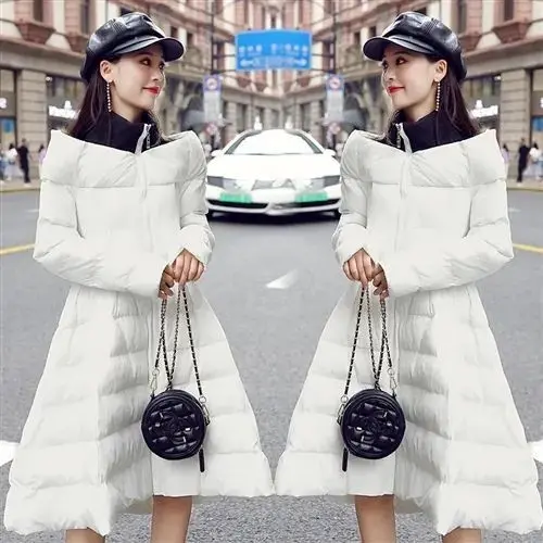 Ladies long slim casual cotton jacket slimming waist light luxury warm fashion large size coat for women