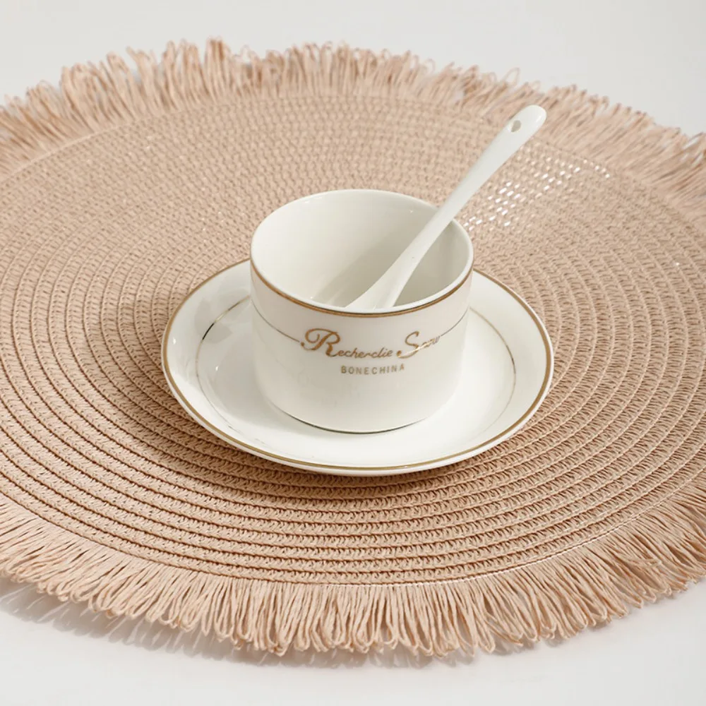 Кухонные аксессуары бумажный плетеный коврик для столовых приборов круглый с