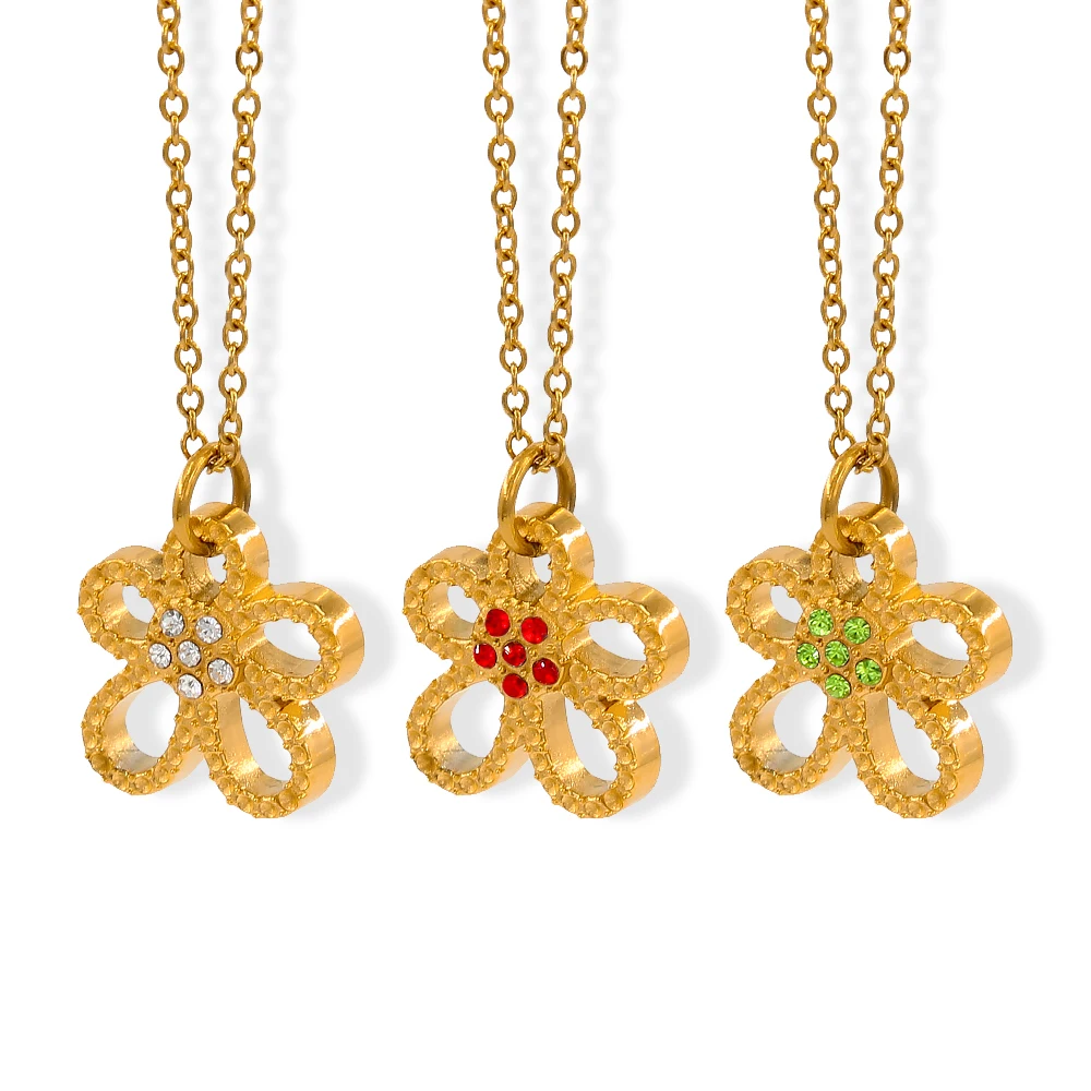 Классическое ожерелье с кулоном из нержавеющей стали с инкрустированным фианитом ААА, в форме цветка, с защитой от коррозии, свадебный подарок