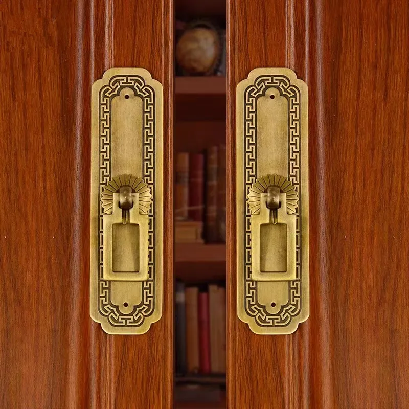 Cabinet Door Straight Bar Brass Handle Antique Bookcase Wine Cabinet Wardrobe Handle Antique Mahogany Furniture Brass Accessorie