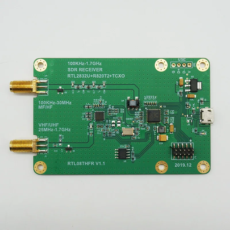 100KHz-1.7GHz 0.5PPM TXCO RTL-SDR Receiver RTL2832U+R820T2 SDR Radio RTL08THFR |