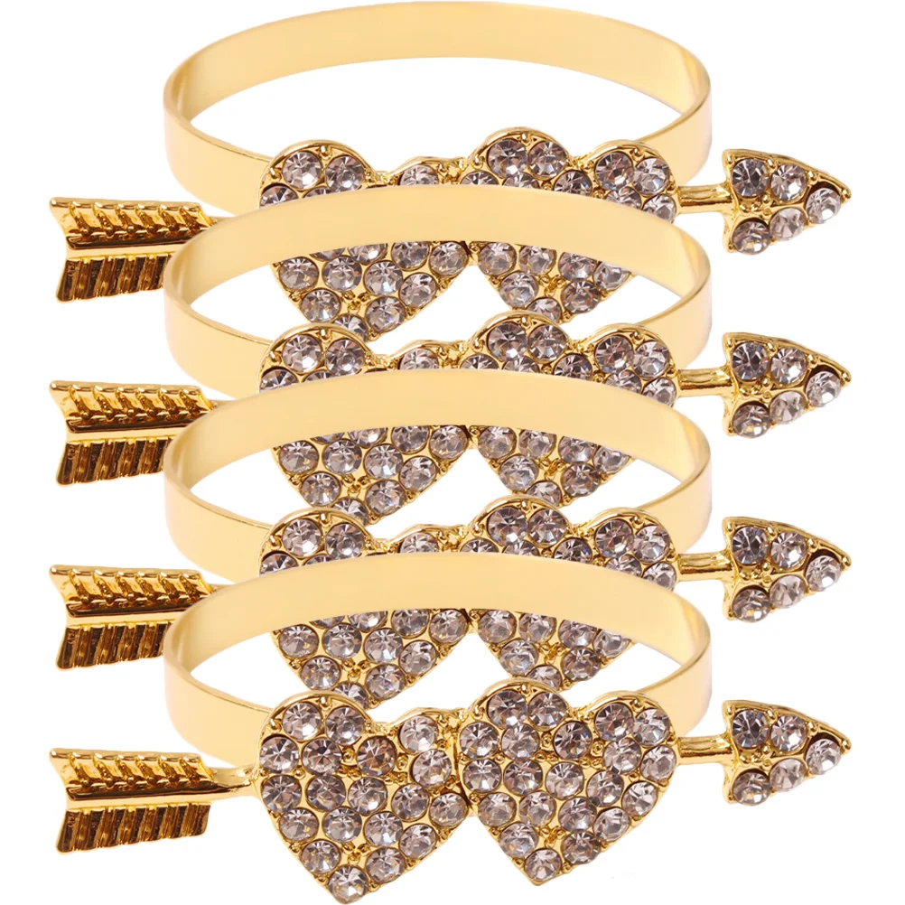 

Napkin Rings Valentine Holder Buckles Heart Decorativeday Metal Creative Bling