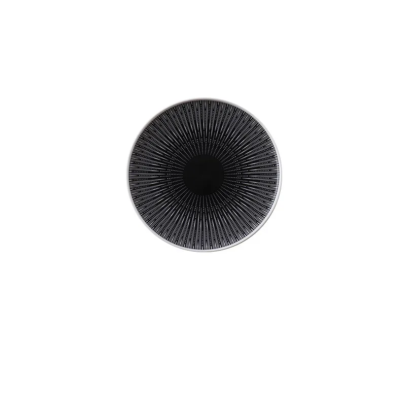 Керамическая посуда в полоску матовая черно-белая креативная для дома ресторана