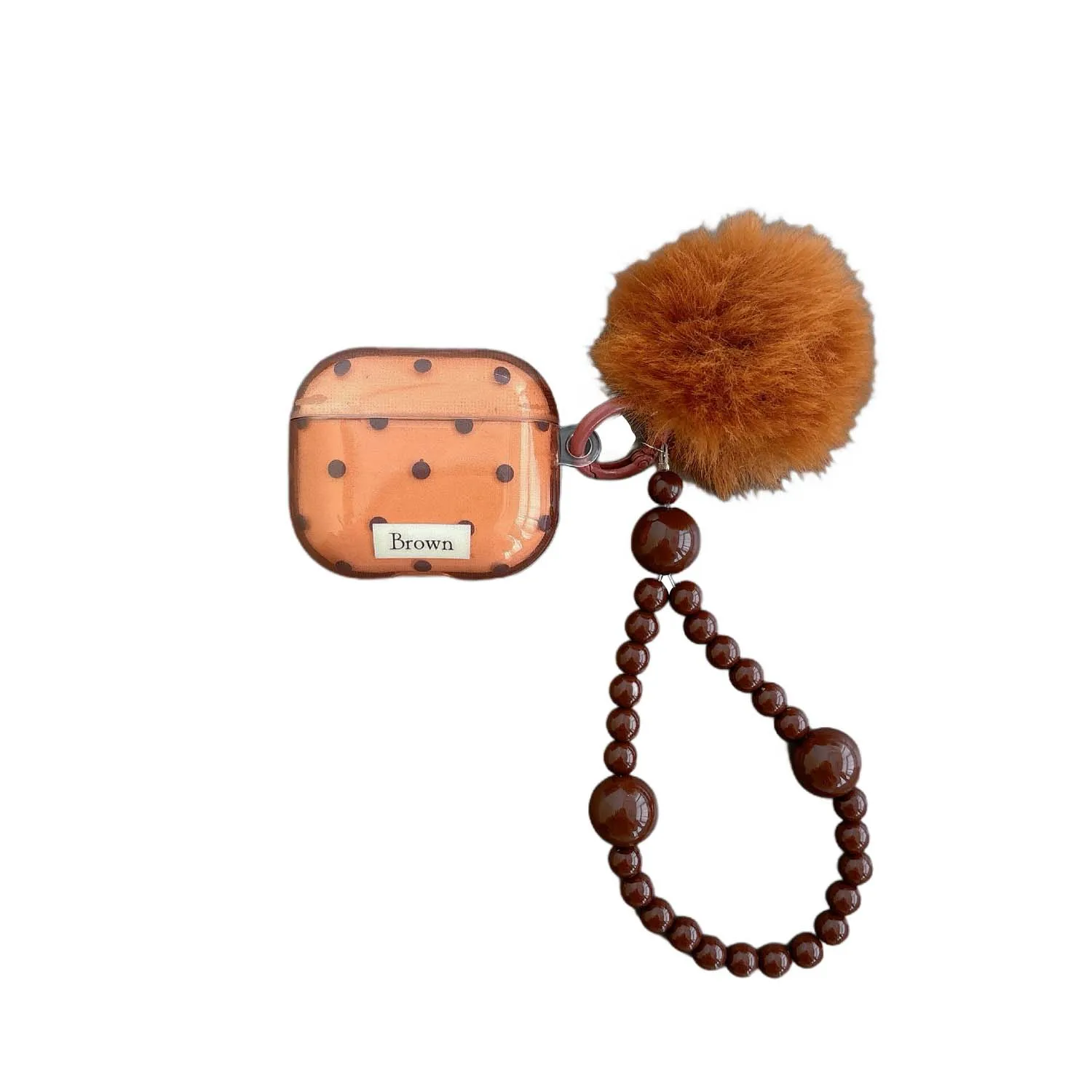 Ретро коричневый чехол для гарнитуры imd apple airpods 3 4 pro 2nd 2 1 ins Wave Point плюшевый кулон