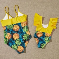 family set pineapple mother daughter matching swimsuits one piece mommy and me swimwear fashion woman baby girls bikini clothes