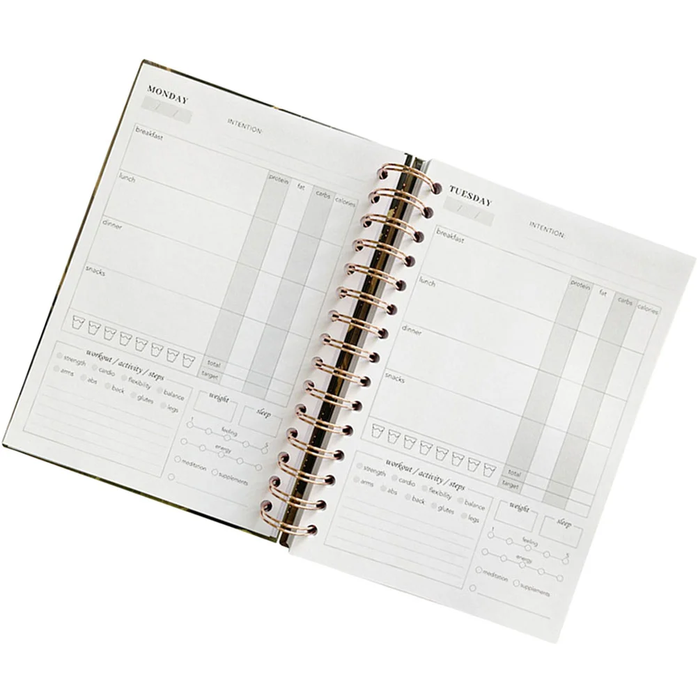 

Fitness Notebook Planner Journal Men Time Management Notepad Portable Diet Foods Weight Loss Meals A5 Schedule Magazine Diary