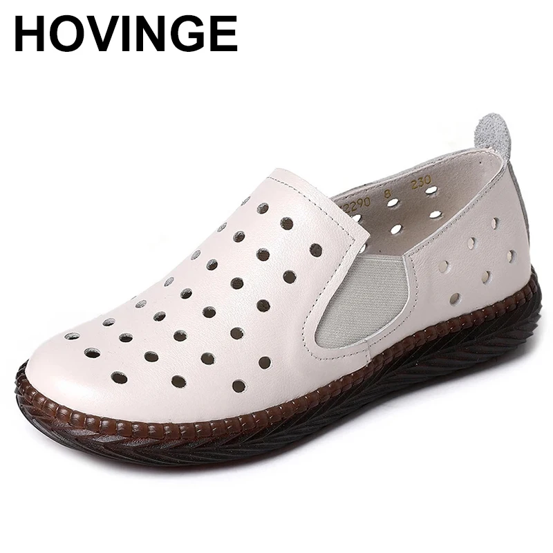 

Women's Ballet Flats Genuine Leather Hollow Out Shoes Woman Slip On Loafers Flats Soft Oxford Shoes Casual Sapato Feminino