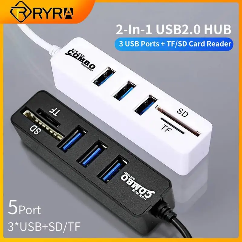 

RYRA 3 Port USB 2.0 HUB 6 Port USB2.0 Splitter + Card Reader Mini 2 In 1 Cardreader For SD TF Micro SD For Windows XP/7/8 Vist