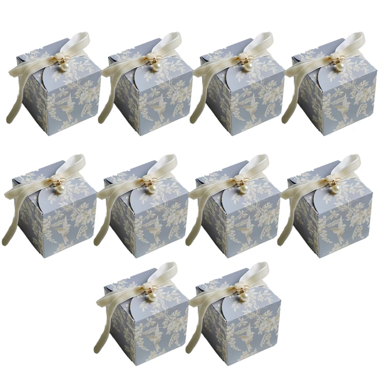 Бумажные коробочки для конфет с цветами и птицами, набор из 10 штук