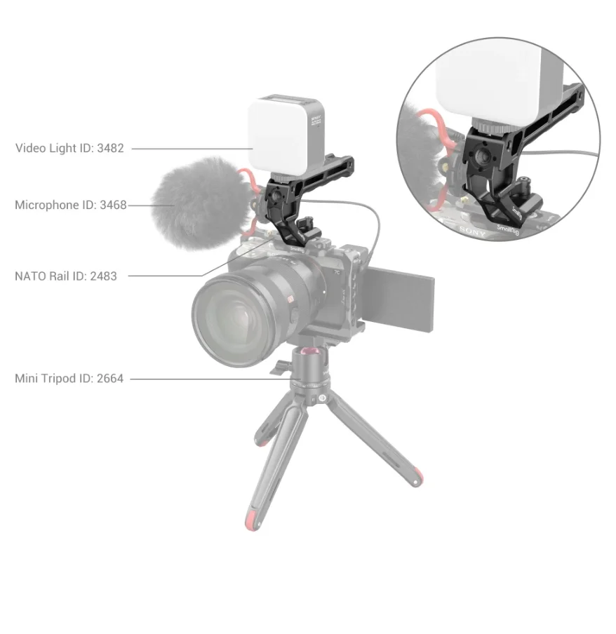 Верхняя ручка SmallRig NATO (Lite) с холодным башмаком для цифровой зеркальной камеры Sony