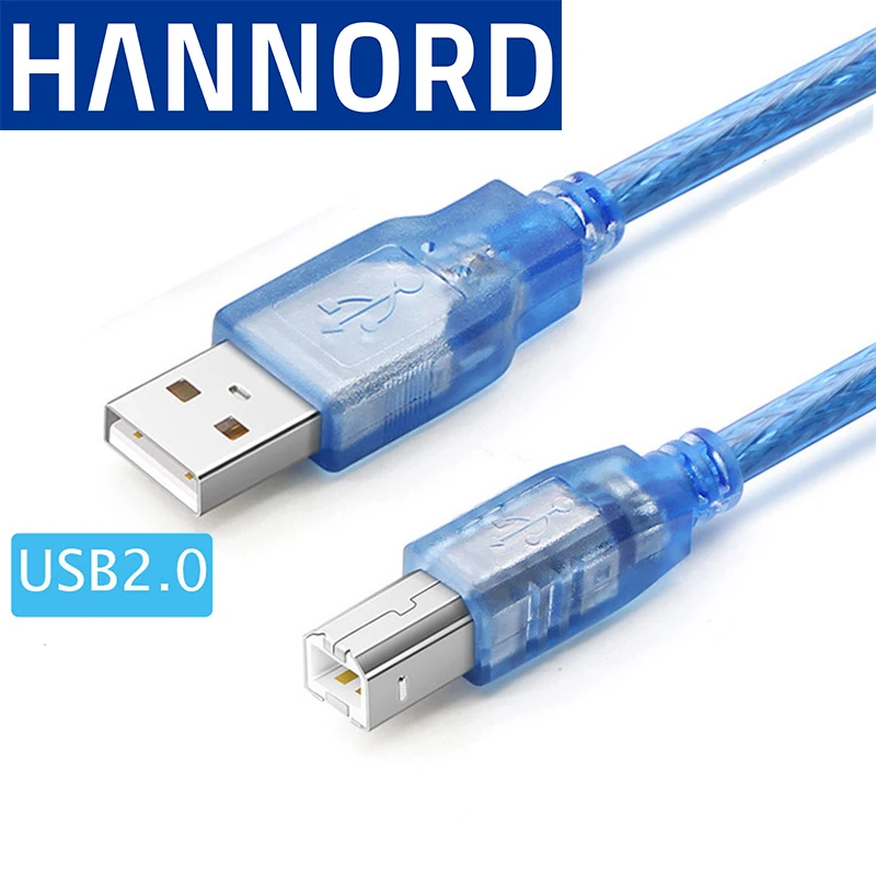 Удлинительный кабель для принтера Hannord USB2.0, кабель для передачи данных из чистой меди, тип A папа-B папа