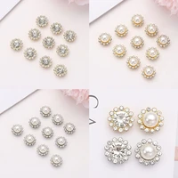 10pcs flower crystal wedding dress apparel sewing pearl hairpins hat accessories rhinestone buttons pearl button