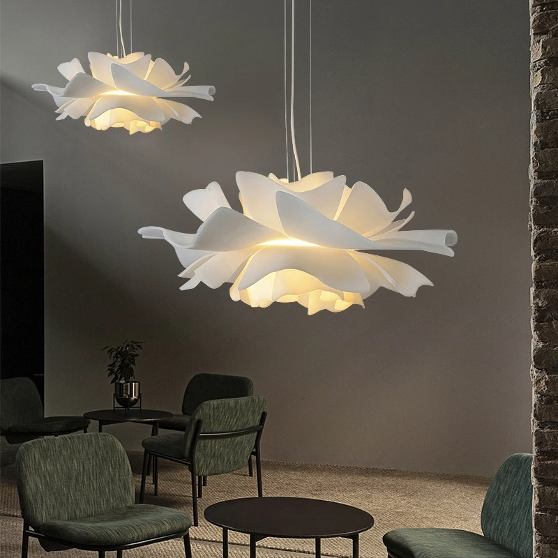 

Flower Lampshade Pendant Lights for Dining Room Hall Decor Led Hanging Lighting Fixtures Living Room White Suspension Lamp