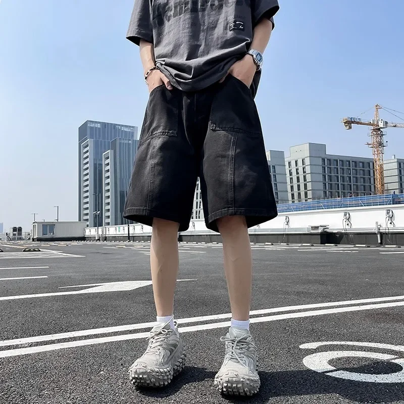 Винтажные джинсовые шорты в японском стиле для мужчин тонкие модные брендовые