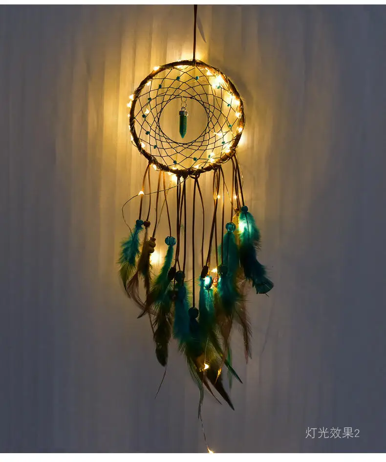 Fashion LED Light Dream Catcher Art Craft Dreamcatcher for Nursery Kids Room Decor Handmade LED Light for Room Home