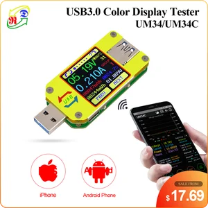Вольтметр RD UM34 UM34C, для приложения, USB 3,0, Вольтметр постоянного тока, амперметр, измеритель напряжения измеритель тока, для батареи, кабель для заряда, тестер сопротивления