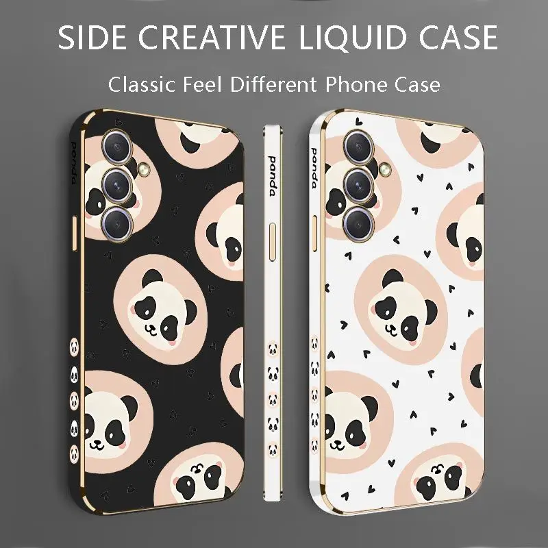 Love Panda Luxury Plating Phone Case For Samsung Galaxy A54 A34 A24 A73 A53 A52 A52S A04S A04E A72 Cover