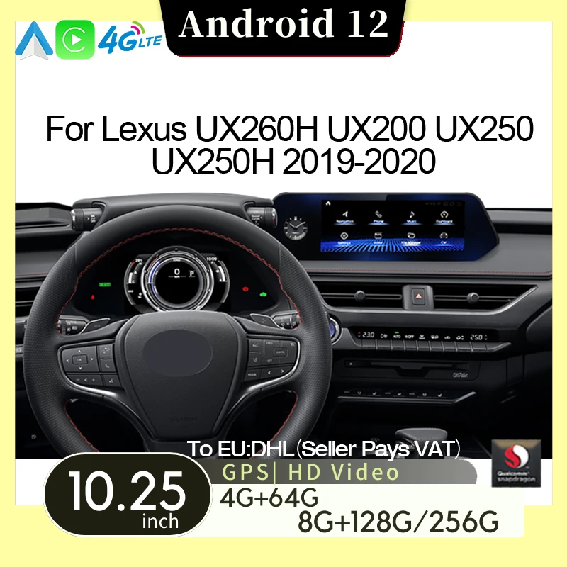 

NEW Qualcomm 12.5inch LCD Touch Screen For Lexus UX ZA10 UX200 UX250h 2018-2021 Car Multimedia Video Player AndroidAuto CarPlay