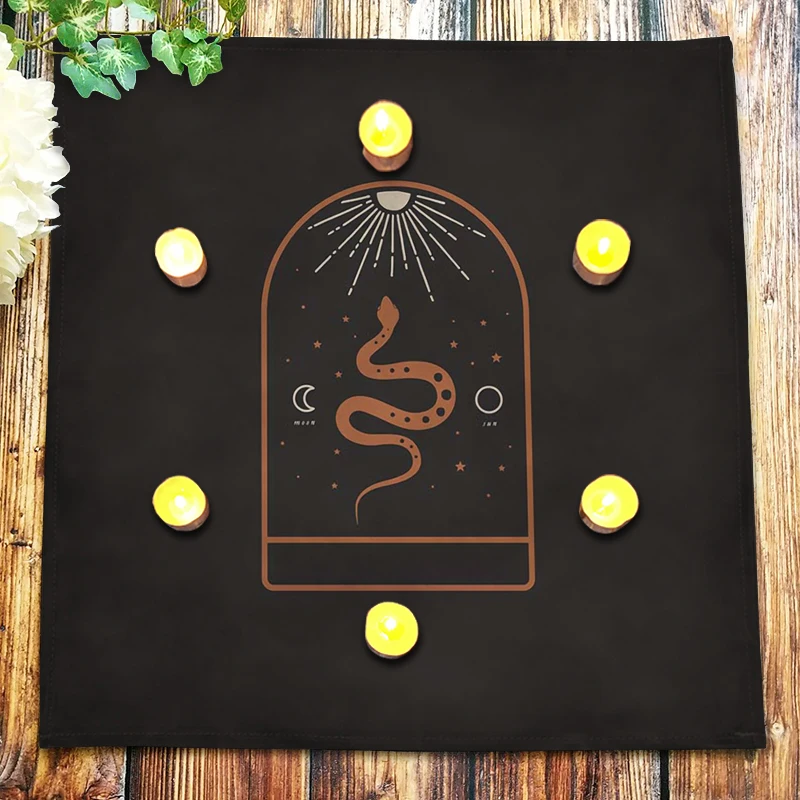 

Pagan Witchcraft Tarot Tablecloth Divination Astrology Altar Cloth Spiritual Oracle Card Pad Sun Moon Snake Merkaba Dropshipping